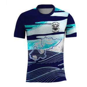 Camisa Desafio RJxSP de Serra e Mar Dryfit mesclada azul manga curta masculina