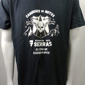 Camisa Desafio das 7 Serras Algodão preta manga curta feminina